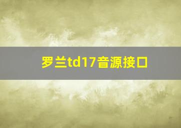 罗兰td17音源接口