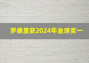 罗德里获2024年金球奖一