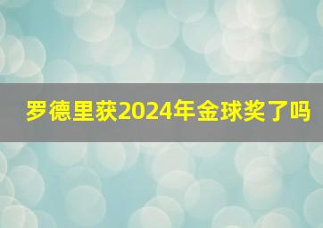 罗德里获2024年金球奖了吗