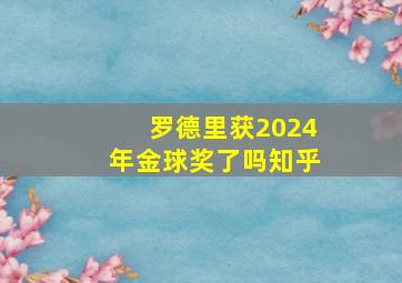 罗德里获2024年金球奖了吗知乎