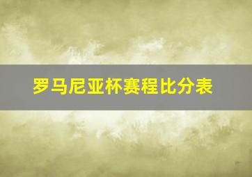 罗马尼亚杯赛程比分表