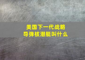 美国下一代战略导弹核潜艇叫什么