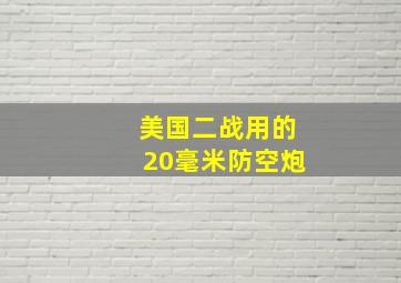 美国二战用的20毫米防空炮