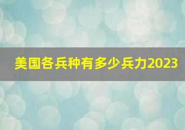 美国各兵种有多少兵力2023