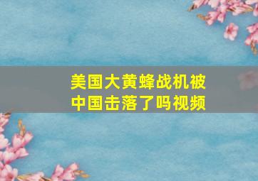 美国大黄蜂战机被中国击落了吗视频