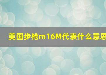 美国步枪m16M代表什么意思