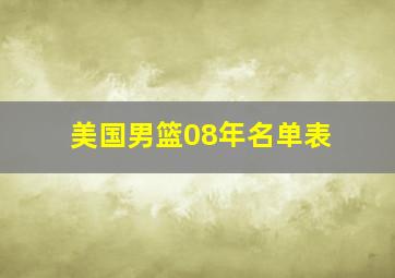 美国男篮08年名单表