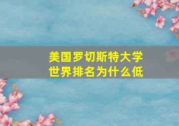 美国罗切斯特大学世界排名为什么低