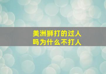 美洲狮打的过人吗为什么不打人