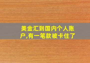 美金汇到国内个人账户,有一笔款被卡住了