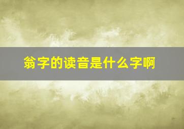 翁字的读音是什么字啊