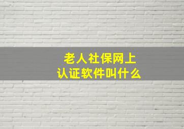 老人社保网上认证软件叫什么