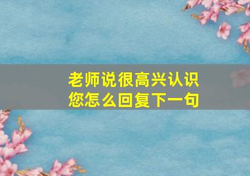 老师说很高兴认识您怎么回复下一句