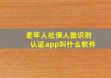 老年人社保人脸识别认证app叫什么软件