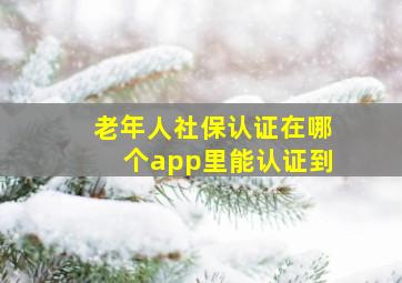 老年人社保认证在哪个app里能认证到