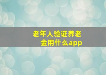 老年人验证养老金用什么app