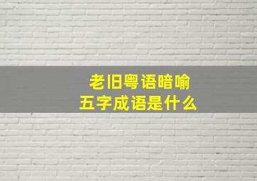 老旧粤语暗喻五字成语是什么