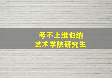 考不上维也纳艺术学院研究生