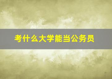 考什么大学能当公务员