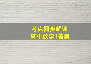 考点同步解读高中数学1答案