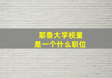 耶鲁大学校董是一个什么职位