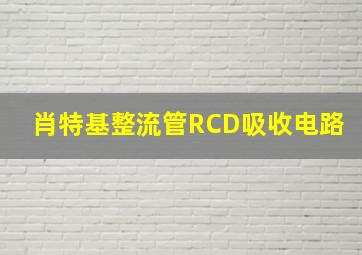 肖特基整流管RCD吸收电路