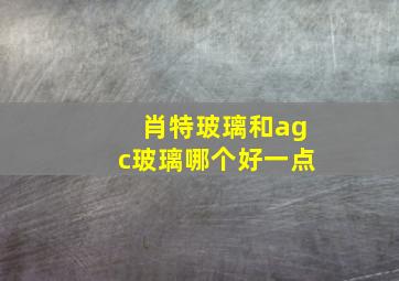 肖特玻璃和agc玻璃哪个好一点