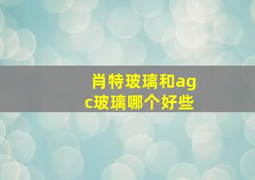 肖特玻璃和agc玻璃哪个好些