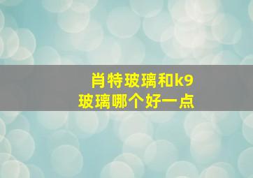 肖特玻璃和k9玻璃哪个好一点