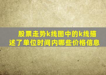 股票走势k线图中的k线描述了单位时间内哪些价格信息