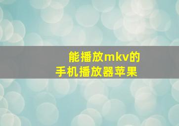 能播放mkv的手机播放器苹果