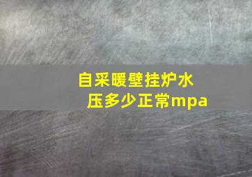 自采暖壁挂炉水压多少正常mpa