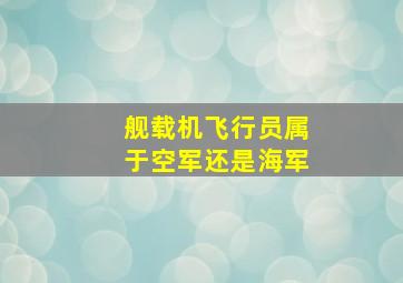 舰载机飞行员属于空军还是海军