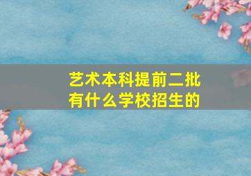 艺术本科提前二批有什么学校招生的