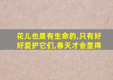 花儿也是有生命的,只有好好爱护它们,春天才会显得