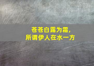 苍苍白露为霜,所谓伊人在水一方