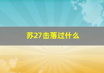 苏27击落过什么