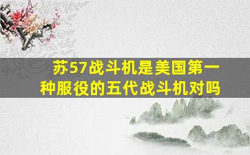 苏57战斗机是美国第一种服役的五代战斗机对吗