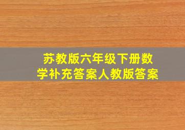 苏教版六年级下册数学补充答案人教版答案