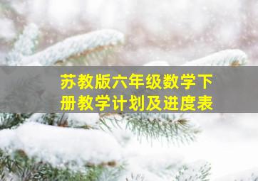 苏教版六年级数学下册教学计划及进度表