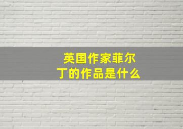 英国作家菲尔丁的作品是什么