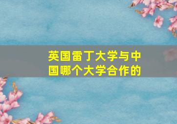 英国雷丁大学与中国哪个大学合作的