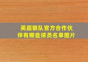 英超狼队官方合作伙伴有哪些球员名单图片