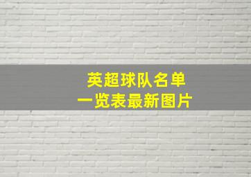 英超球队名单一览表最新图片