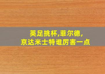 英足挑杯,菲尔德,京达米士特谁厉害一点