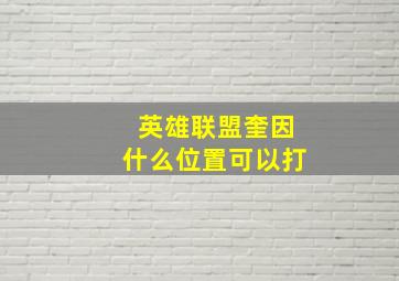 英雄联盟奎因什么位置可以打