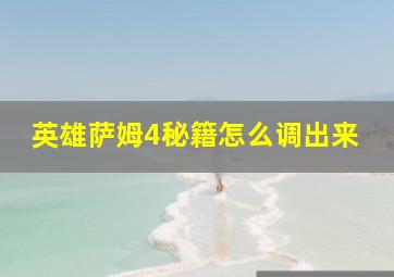 英雄萨姆4秘籍怎么调出来