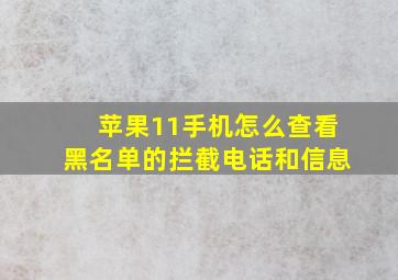 苹果11手机怎么查看黑名单的拦截电话和信息