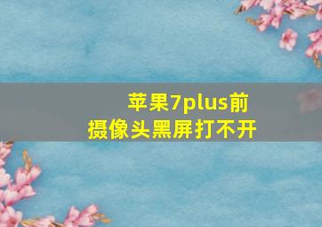 苹果7plus前摄像头黑屏打不开