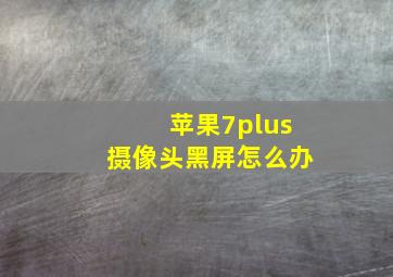 苹果7plus摄像头黑屏怎么办